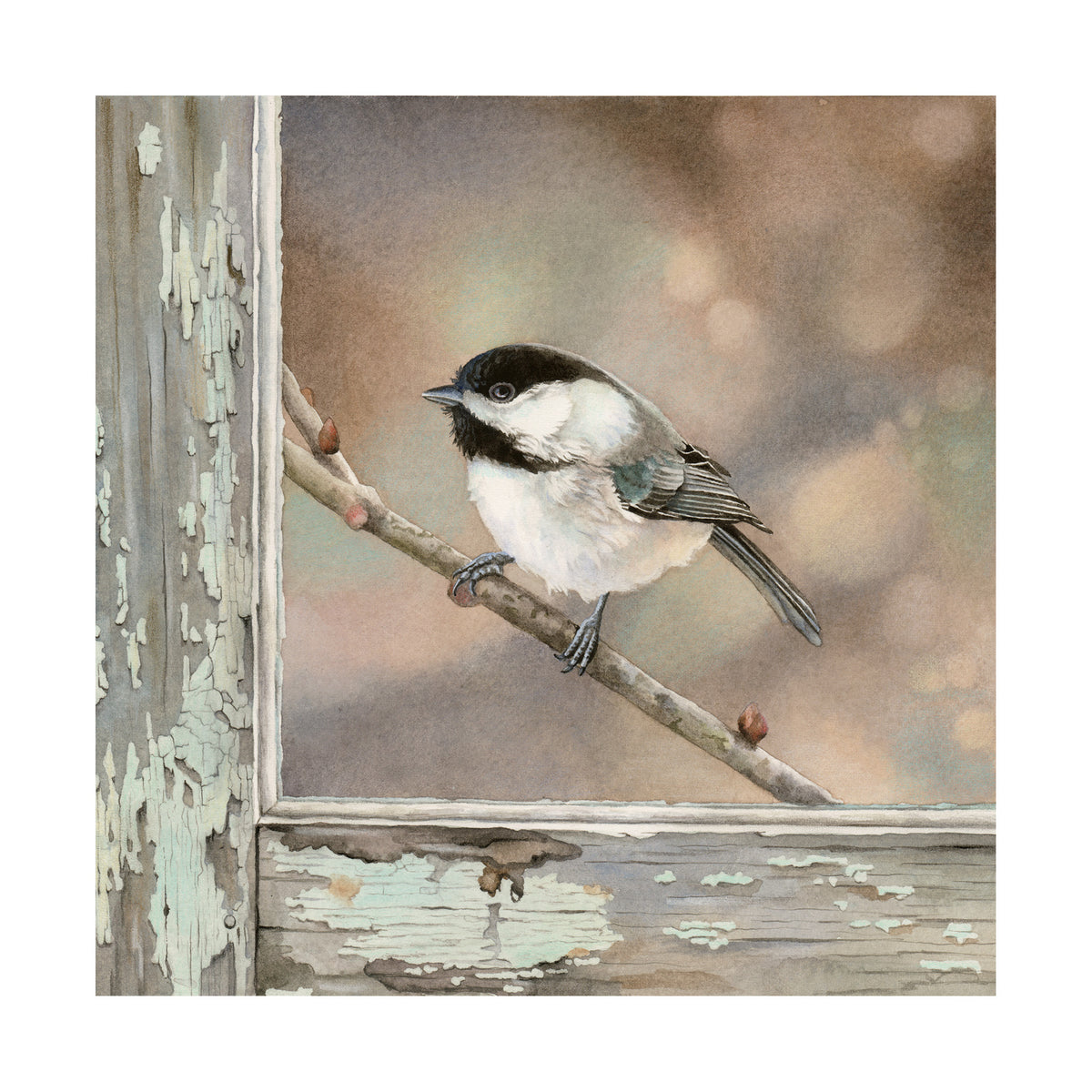Bird on a Branch - Wood Mounted Art Print