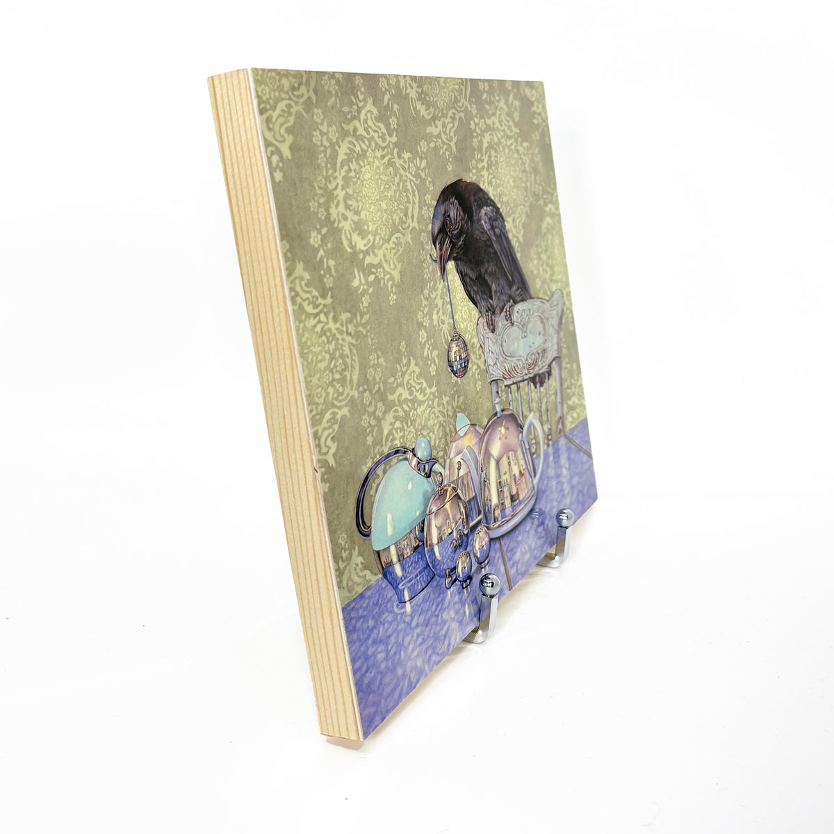 Crow Collects - Wood Mounted Art Print