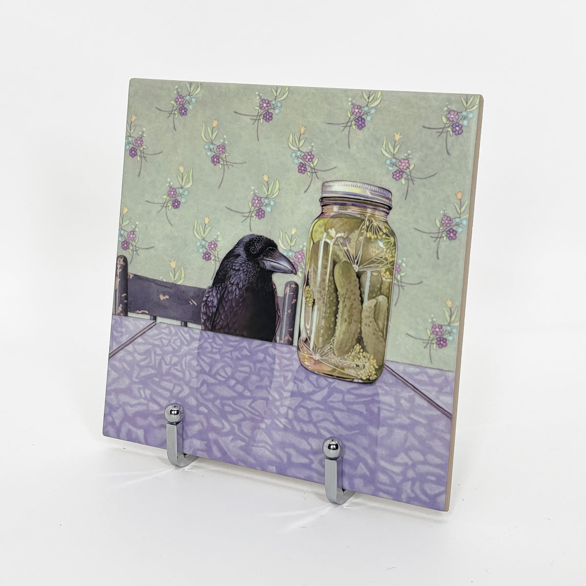 Crow Wants a Pickle Art Tile