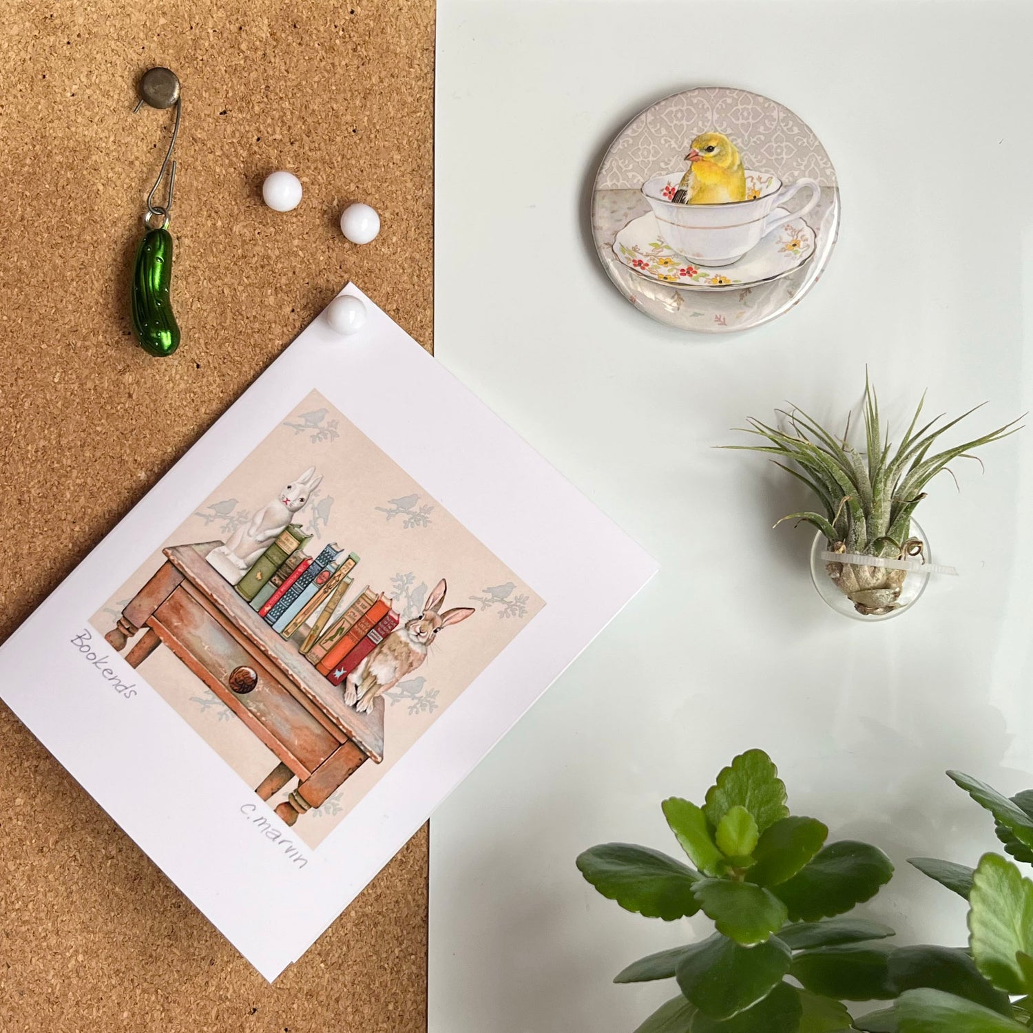 Finch in a Cup - Art Magnet