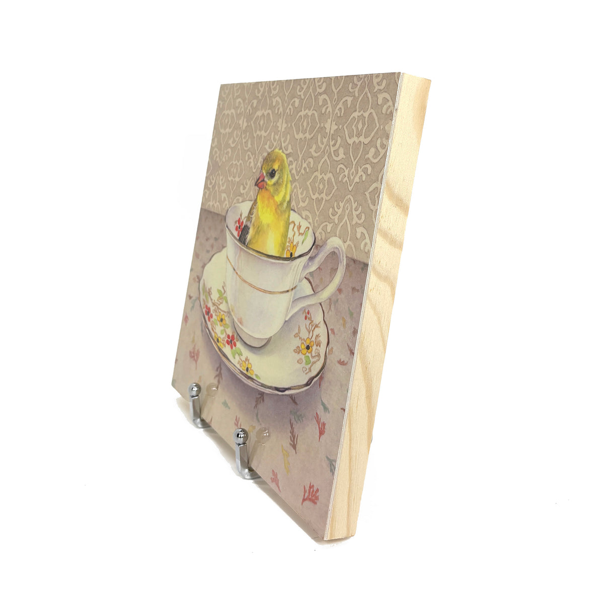Finch in a Cup - Wood Mounted Art Print