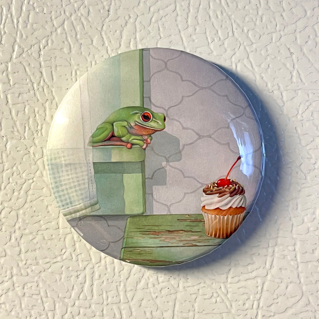 Frog Covets Cupcake - Art Magnet
