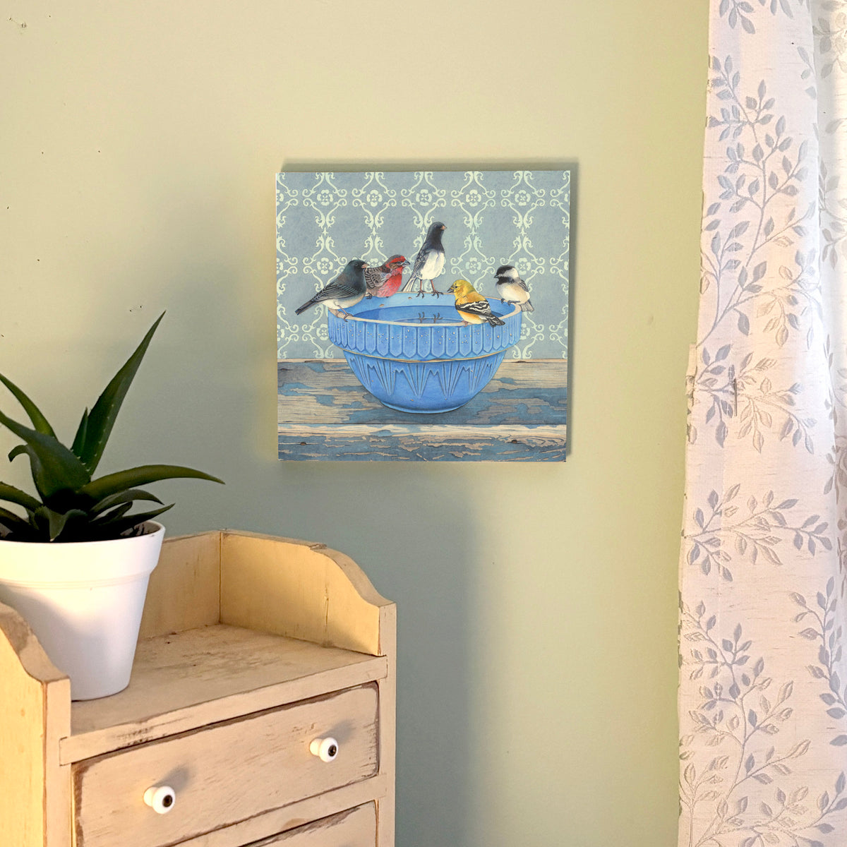 Gathering at the Blue Bowl - Wood Mounted Art Print