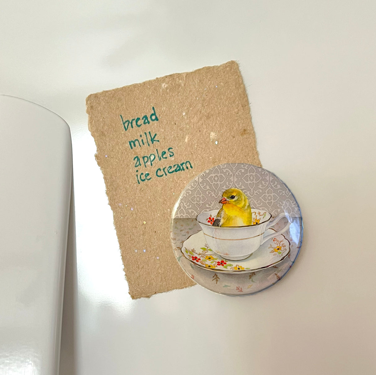 Finch in a Cup - Art Magnet