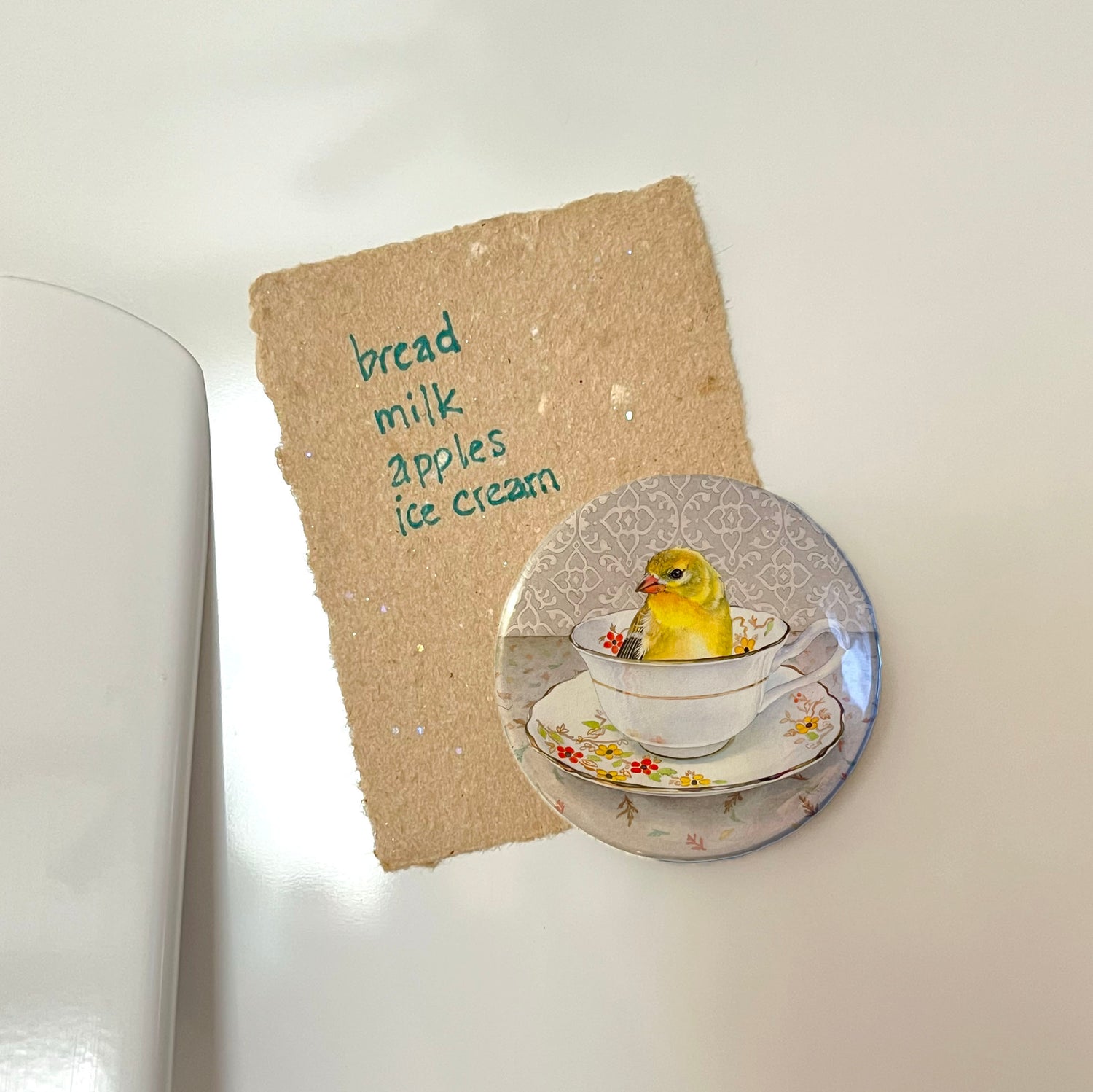 Finch in a Cup - Art Magnet