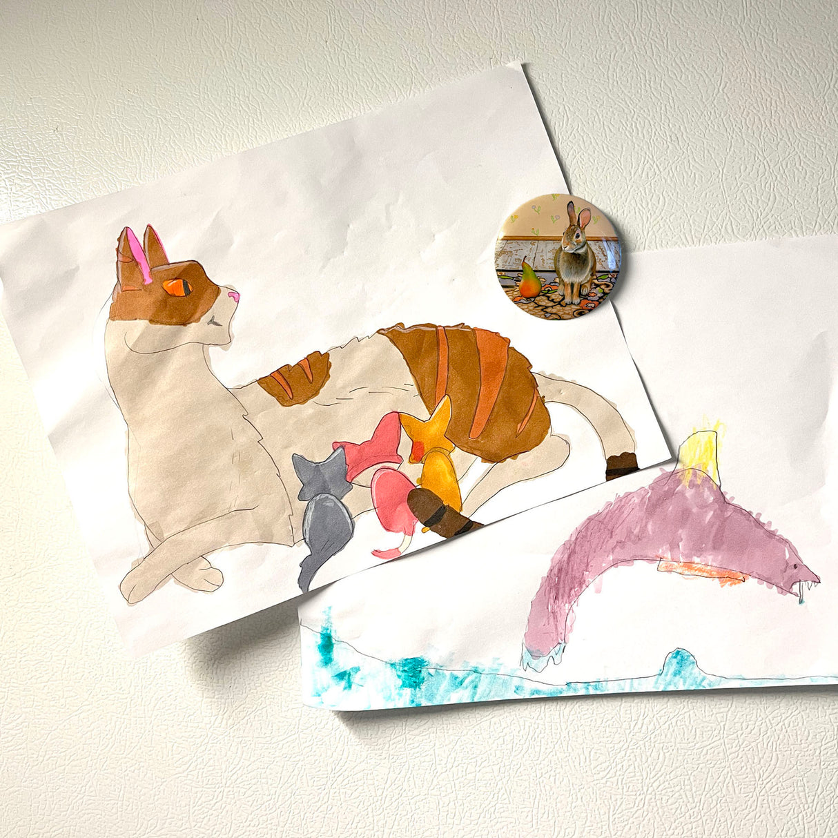 Hare Meets Pear - Art Magnet