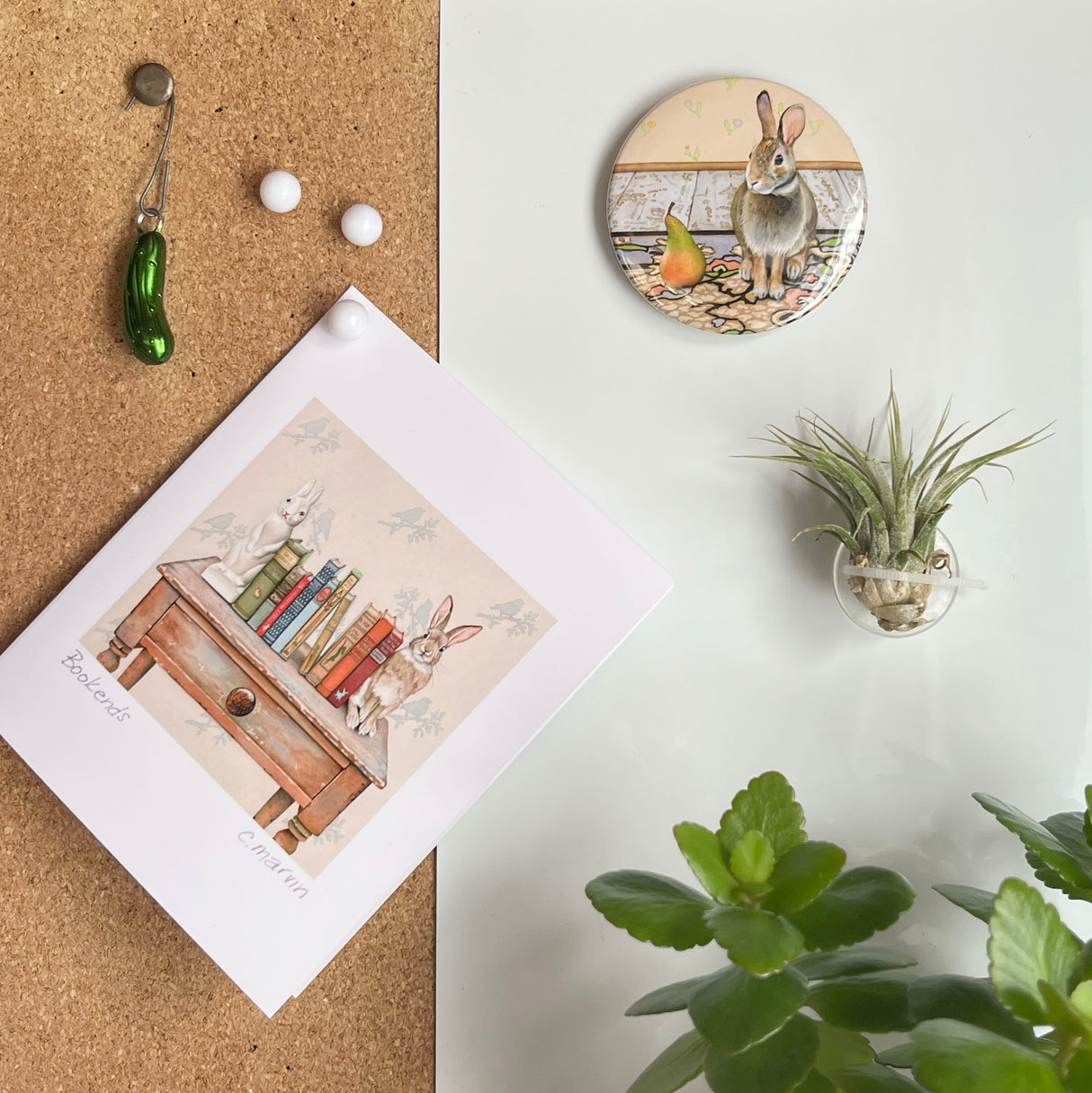 Hare Meets Pear - Art Magnet