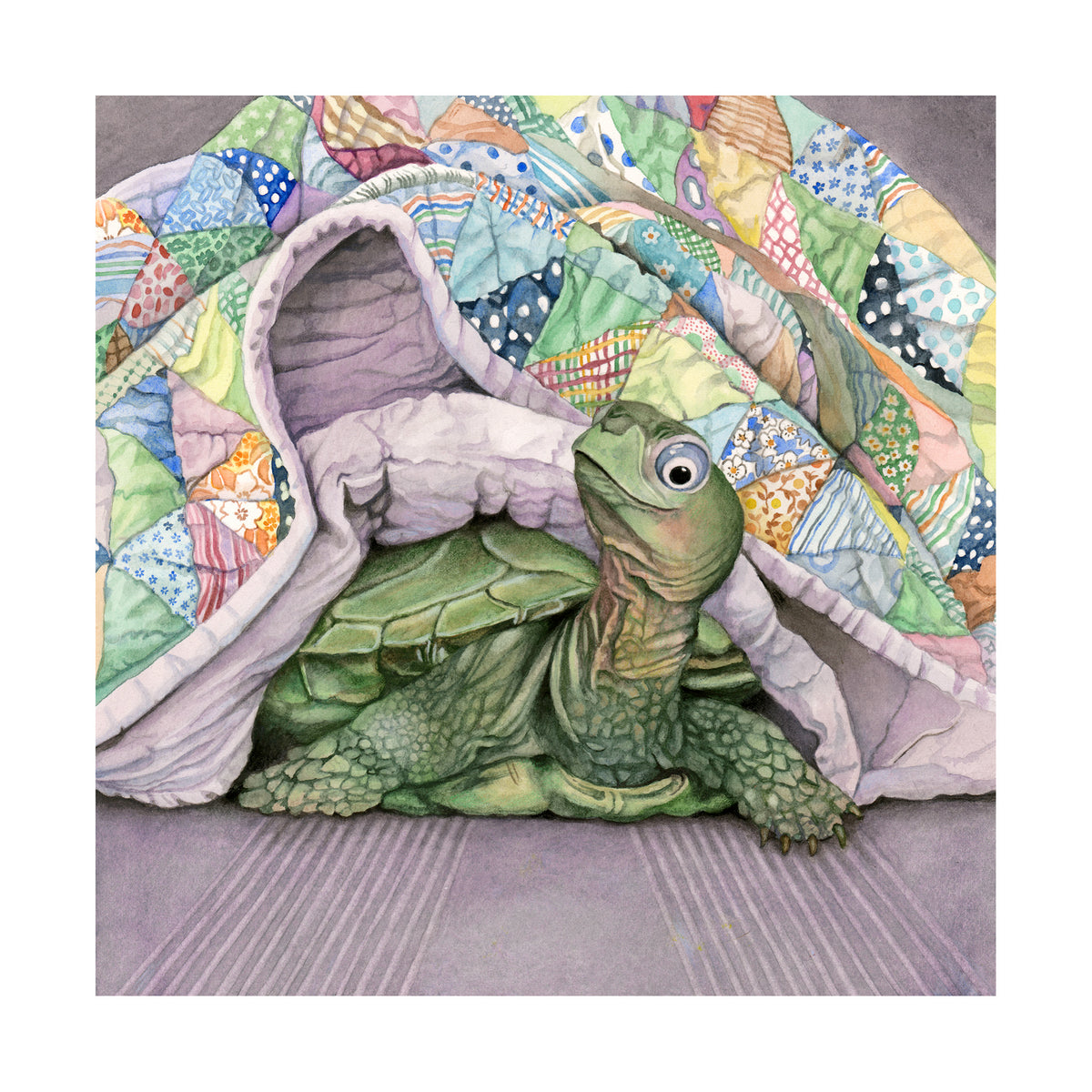 The Napping Turtle - Wood Mounted Art Print
