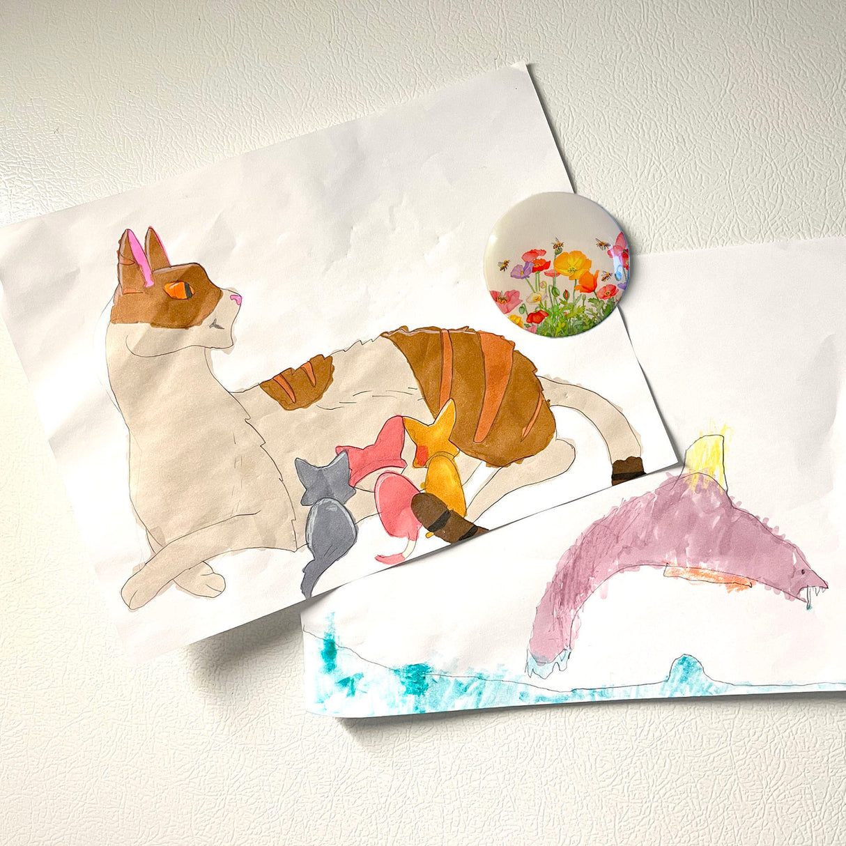 Poppies and Bees - Art Magnet