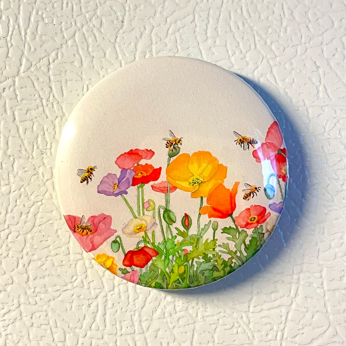 Poppies and Bees - Art Magnet