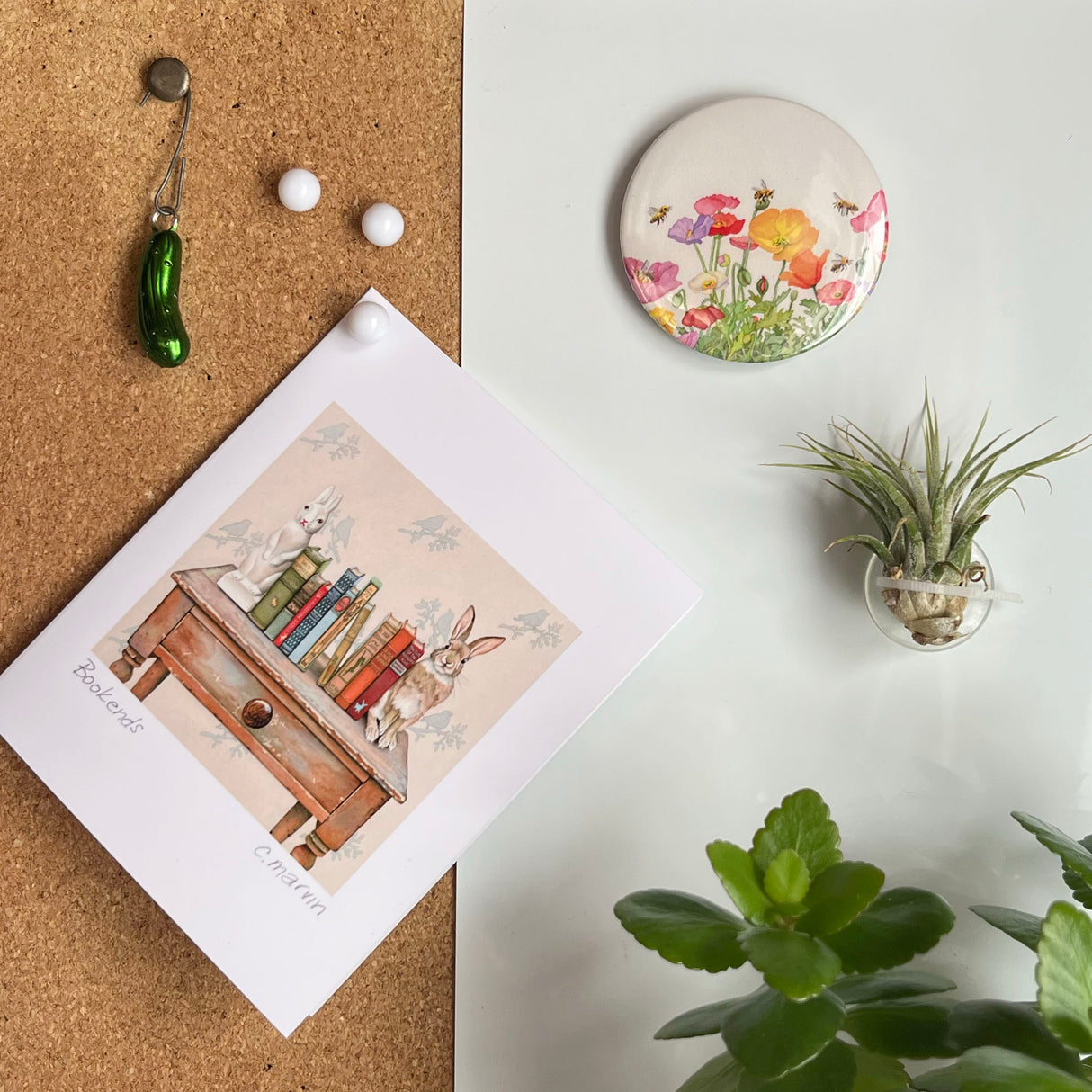 Poppies and Bees - Art Magnet