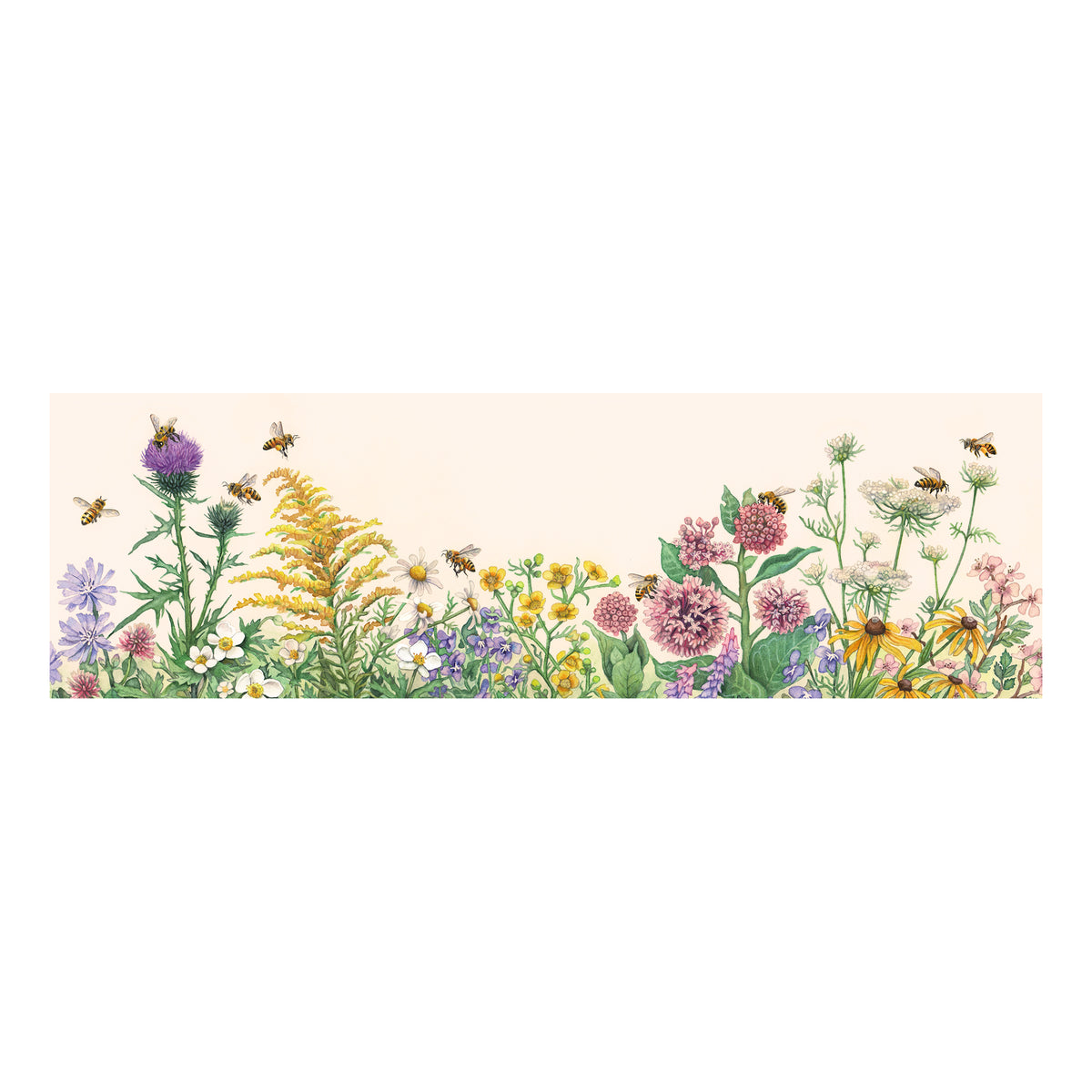 Wildflowers and Bees (long format framed print) – Cori Lee Marvin