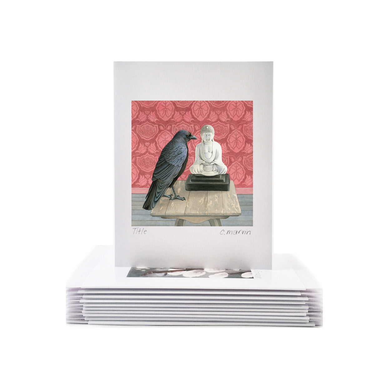 Crow Consults the Buddha - Wholesale Art Cards