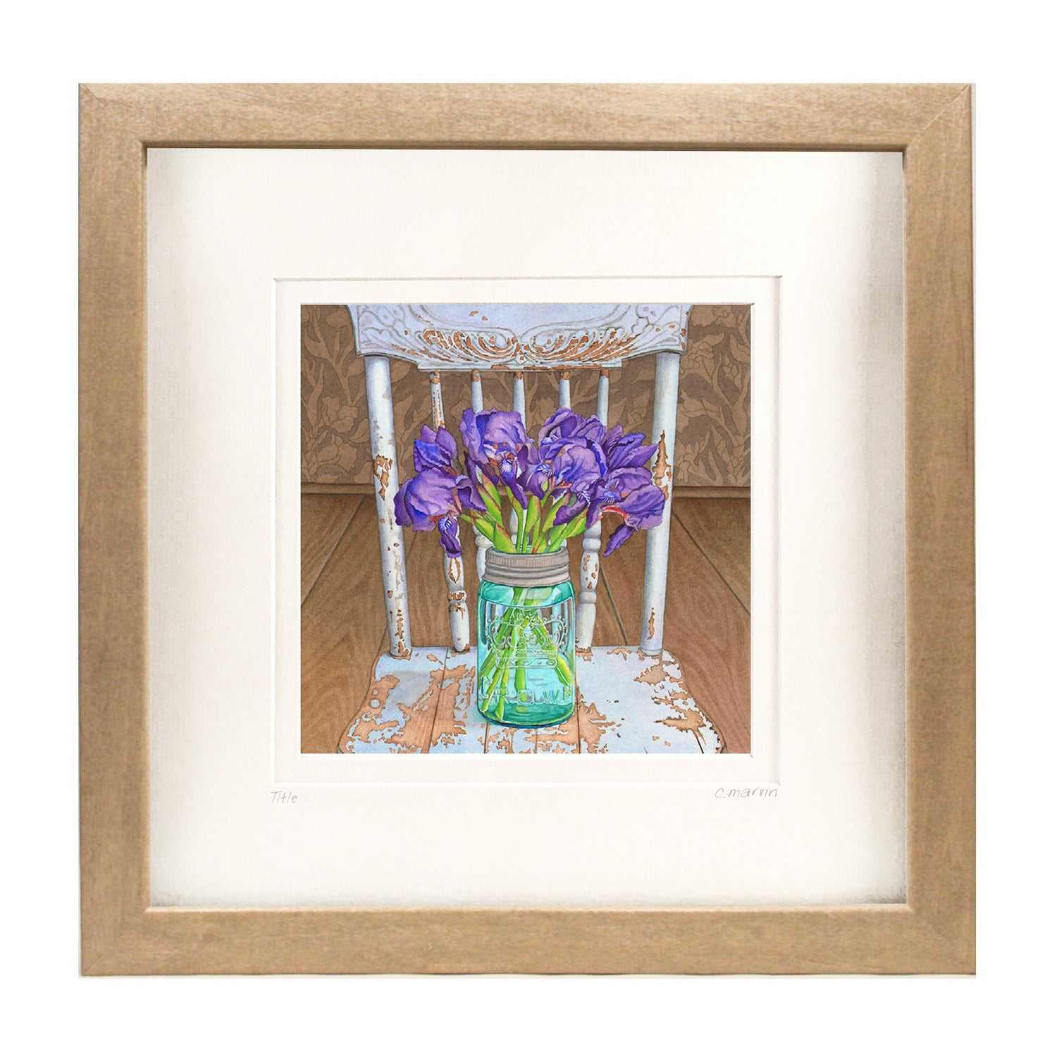 Irises on a Blue Chair