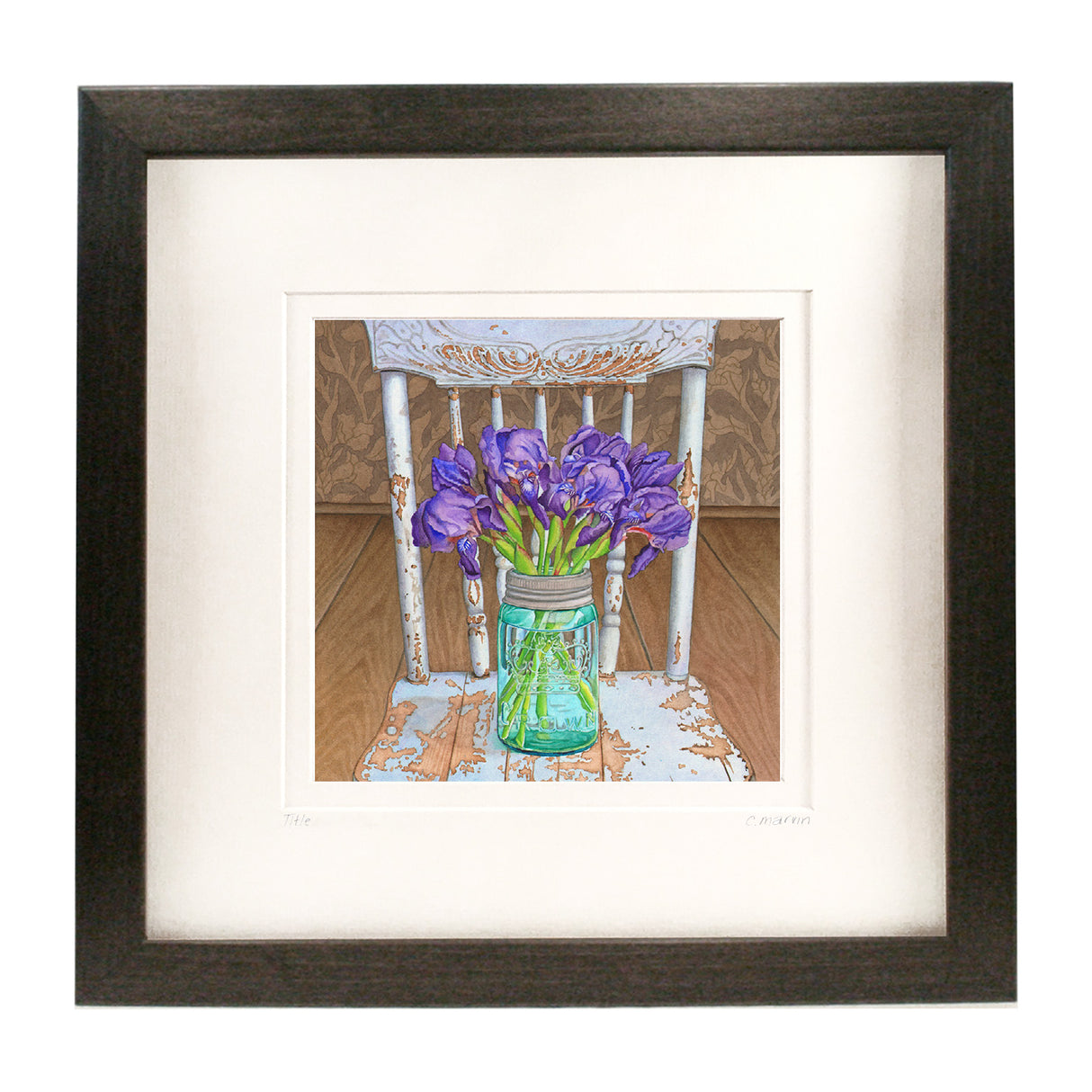 Irises on a Blue Chair