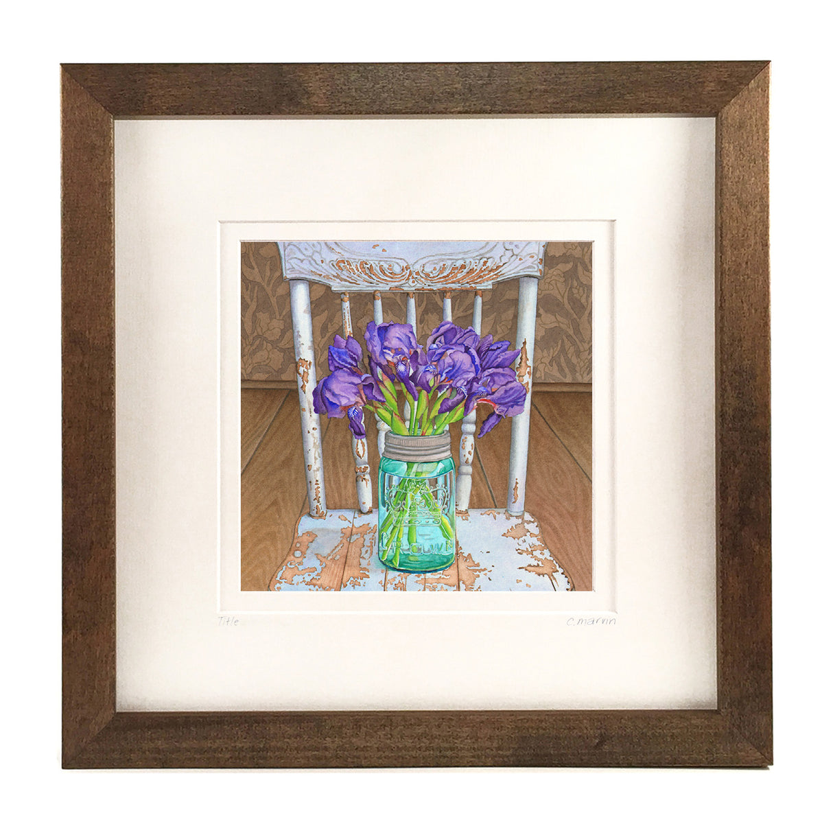 Irises on a Blue Chair