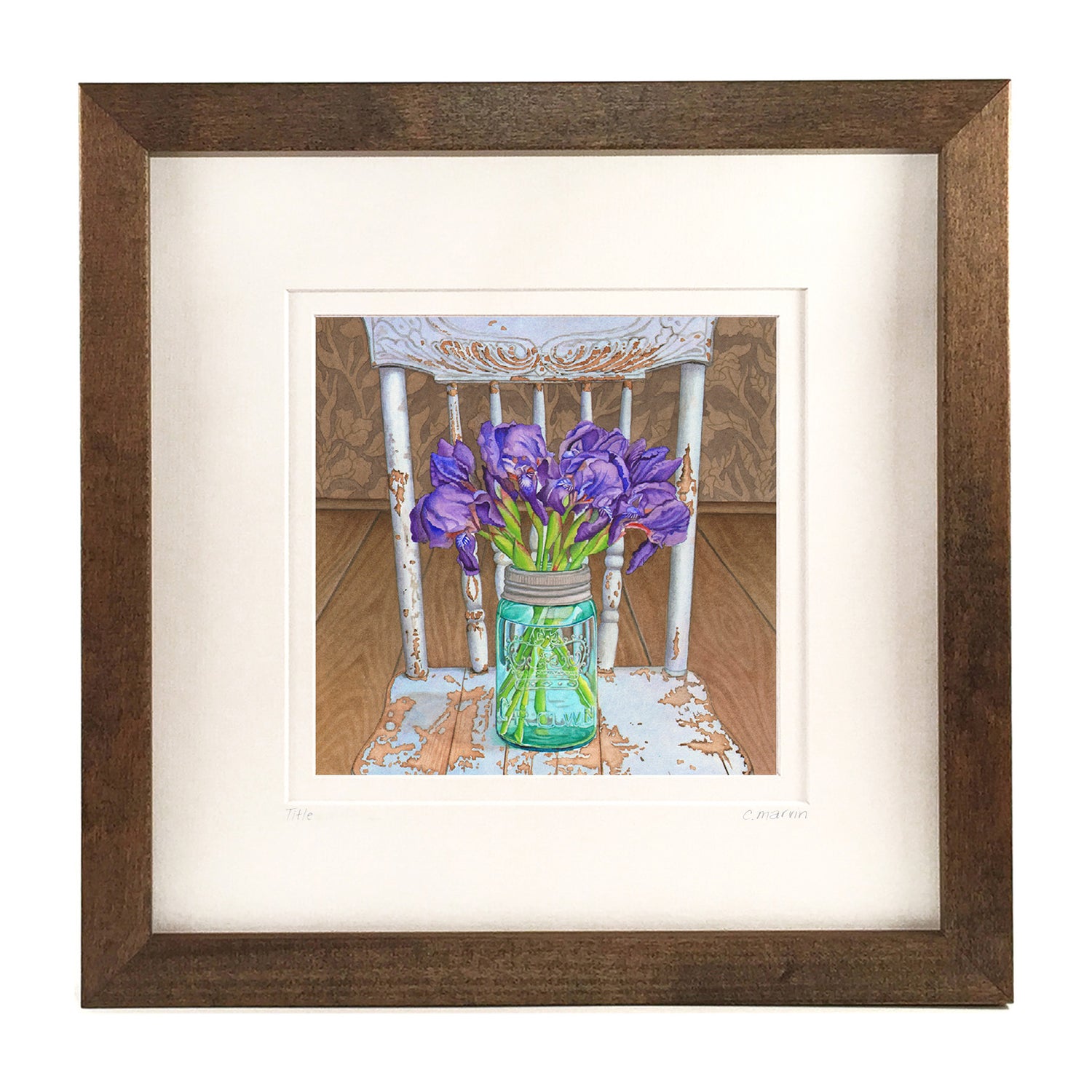 Irises on a Blue Chair