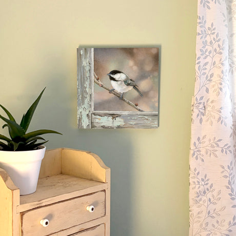 Bird on a Branch - Wood Mounted Art Print