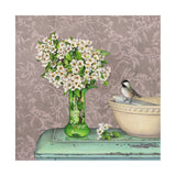 Blossoms, Bird and Bowls - Wood Mounted Art Print