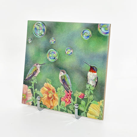 Bubble Birds Art Tile