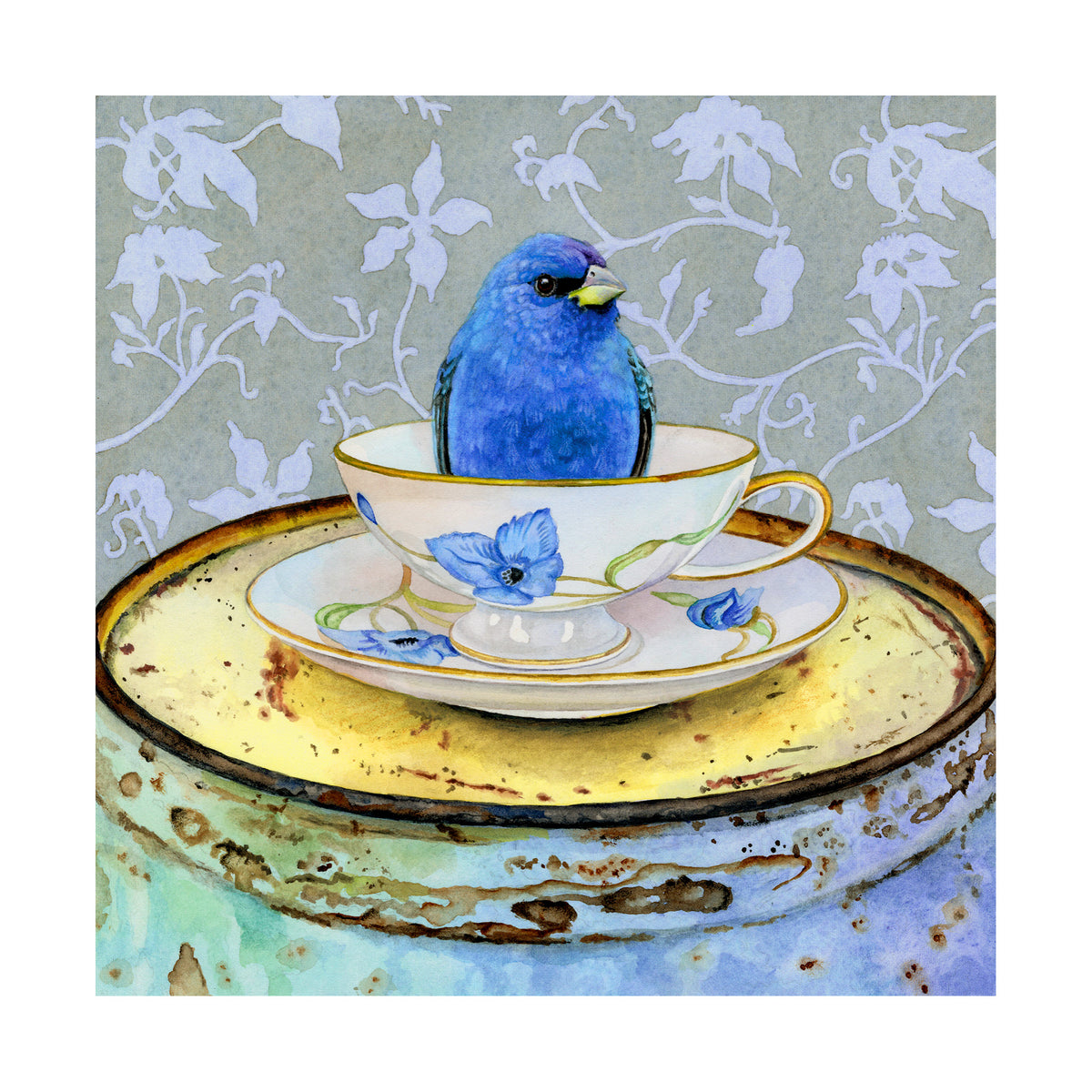 Bunting in a Cup - Wood Mounted Art Print