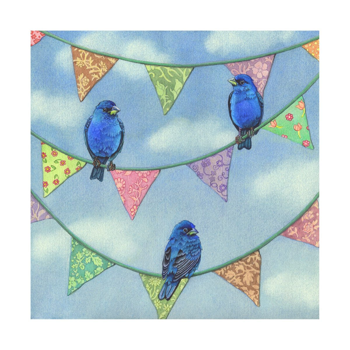 Bunting on Bunting - Wood Mounted Art Print