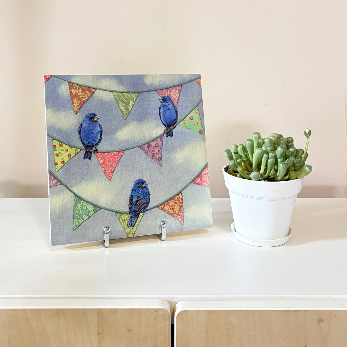 Bunting on Bunting - Wood Mounted Art Print