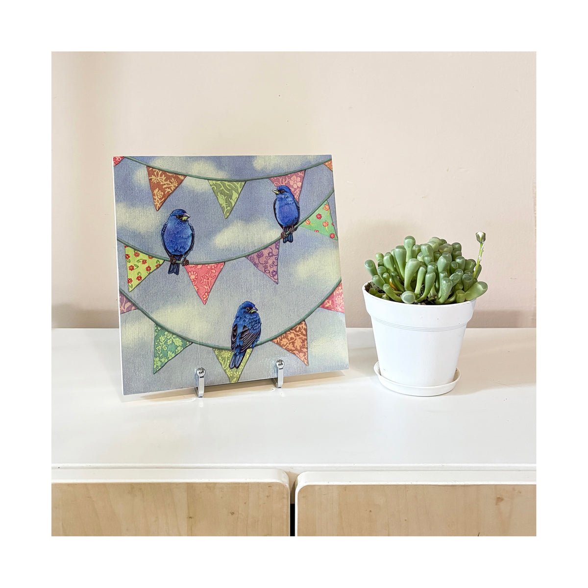 Bunting on Bunting - Wood Mounted Art Print