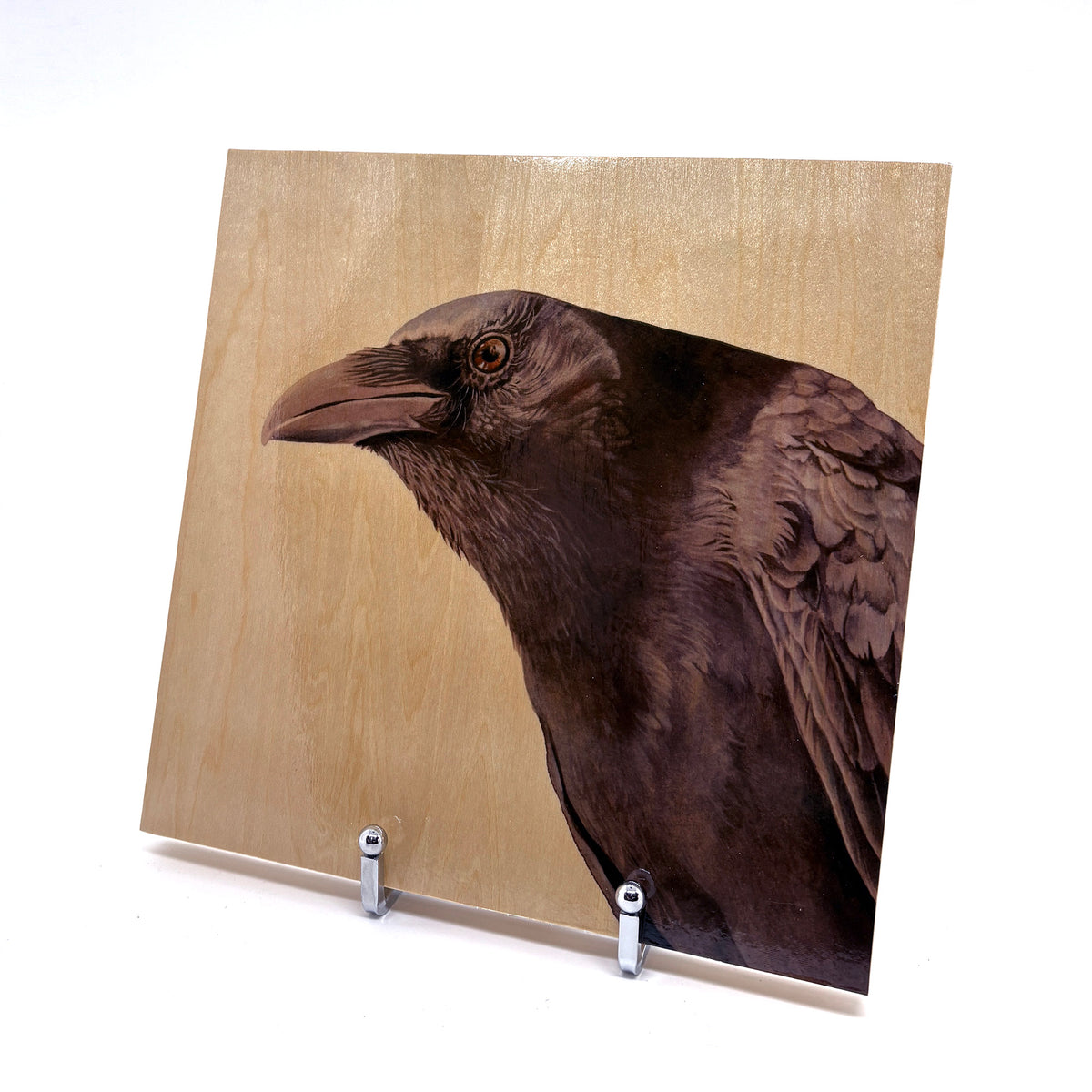 Crow Head 10 - Wood Mounted Art Print