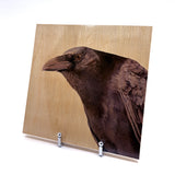 Crow Head 10 - Wood Mounted Art Print