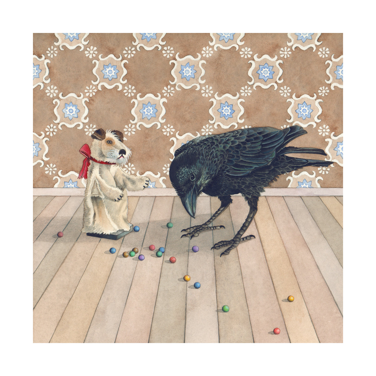 Crow and the Clay Marbles Art Tile