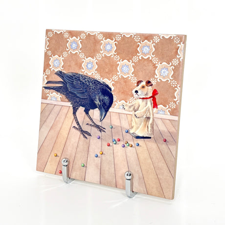 Crow and the Clay Marbles Art Tile