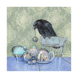 Crow Collects - Wood Mounted Art Print