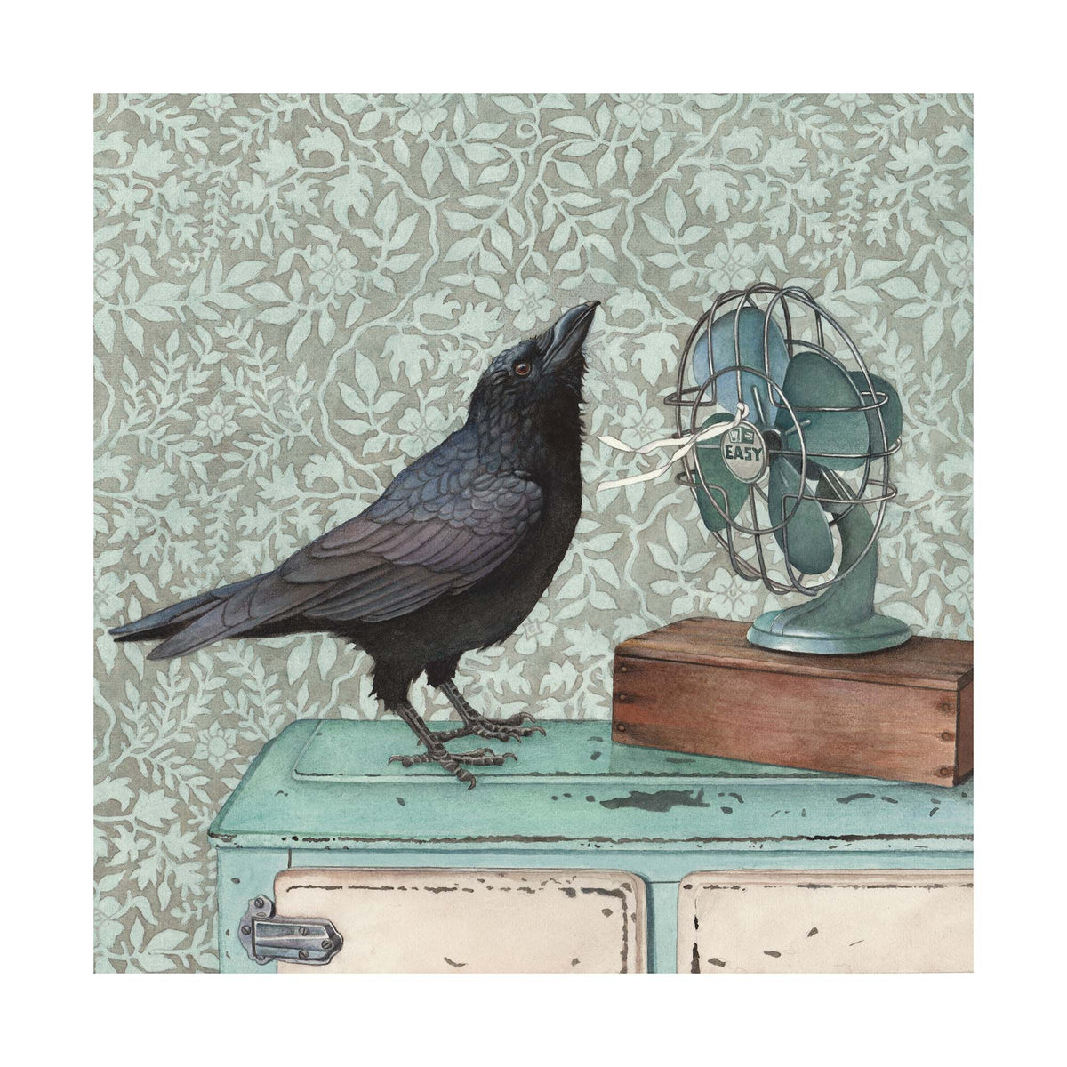 Crow Cools Off Art Tile