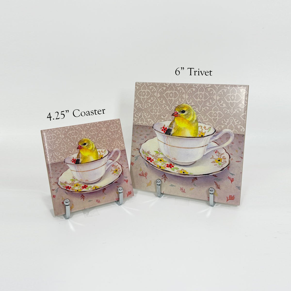 Finch in a Cup Art Tile