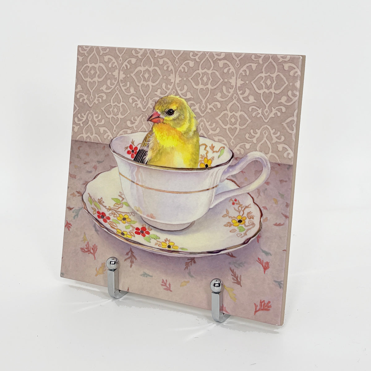 Finch in a Cup Art Tile