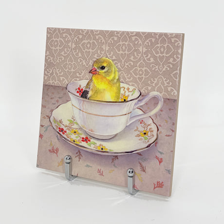 Finch in a Cup Art Tile