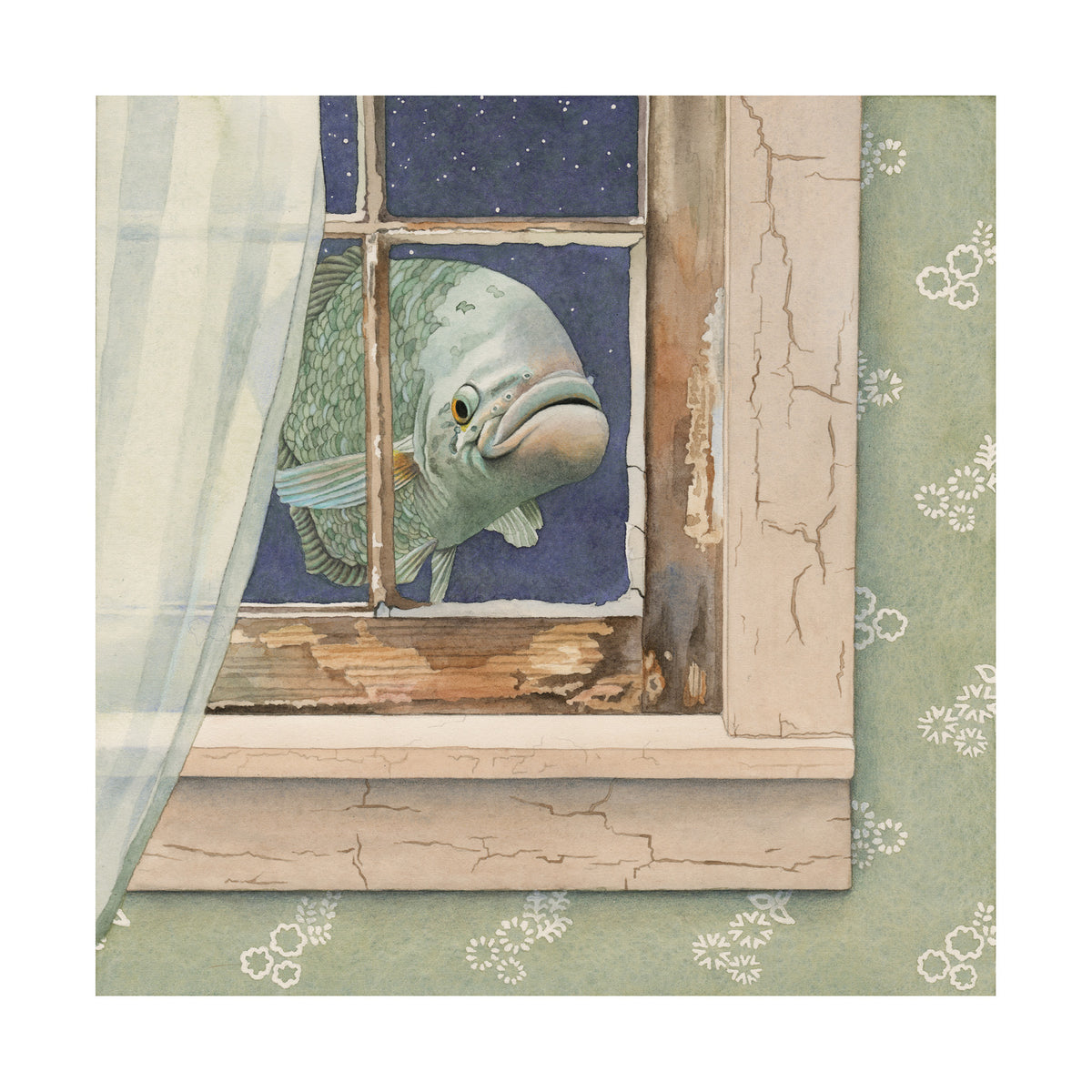 Fish at My Window - Wood Mounted Art Print