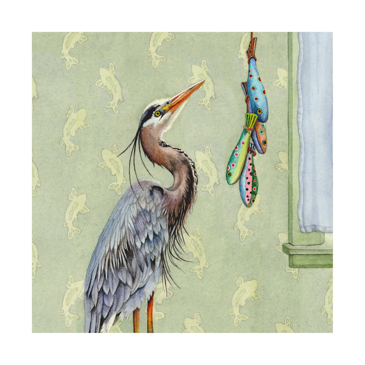 The Fish Hunt - Wood Mounted Art Print