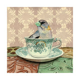 Grosbeak in a Cup - Wood Mounted Art Print
