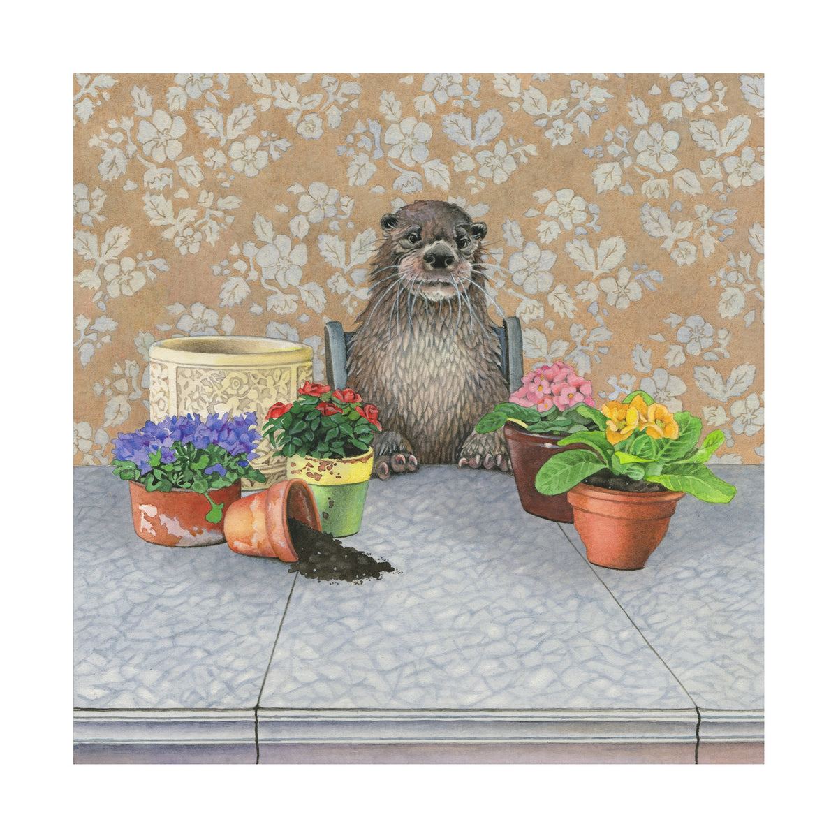 Otter Potter - Wood Mounted Art Print