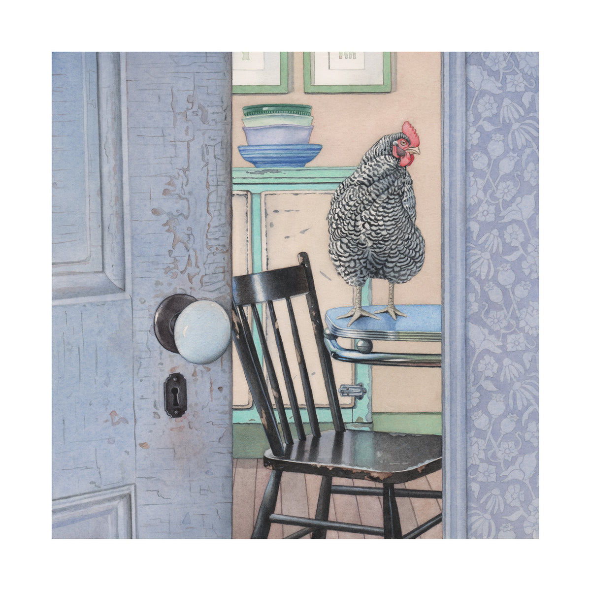 Secret Chicken - Wood Mounted Art Print