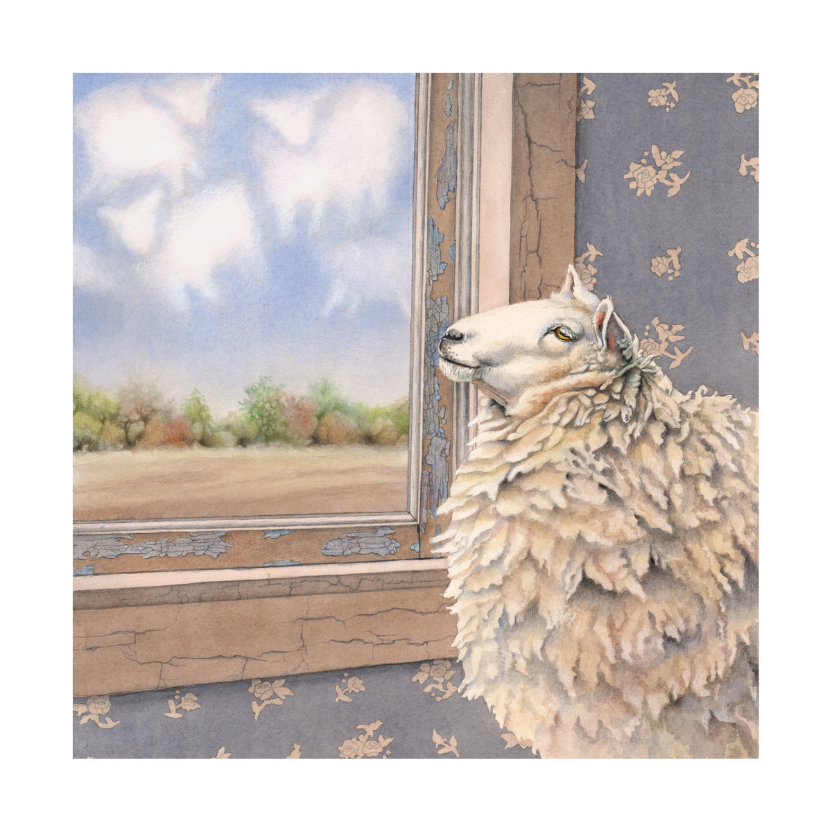 Sheep Shapes - Wood Mounted Art Print