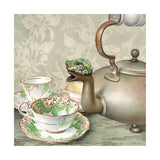 Tea Frog - Wood Mounted Art Print