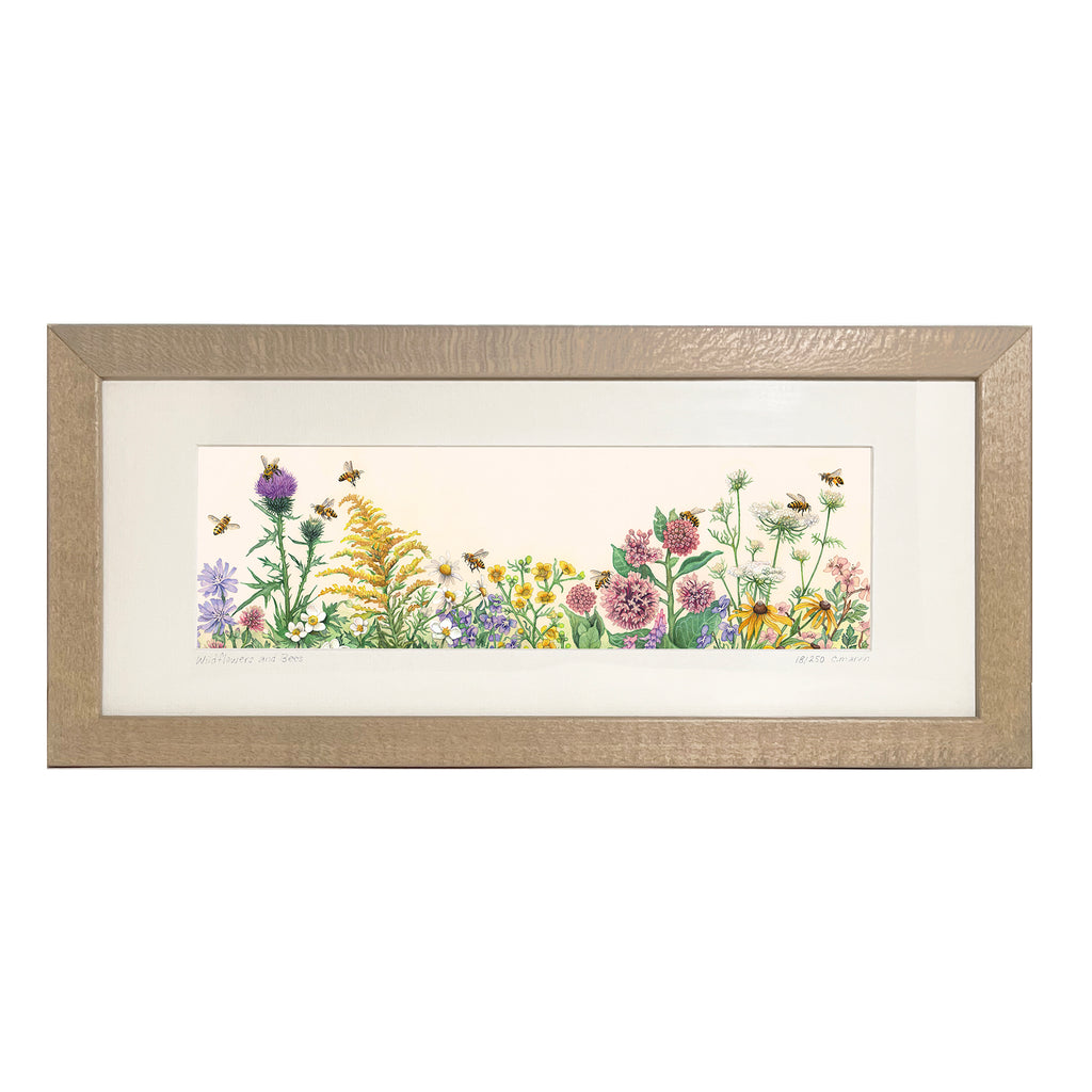 Wildflowers and Bees (long format framed print)