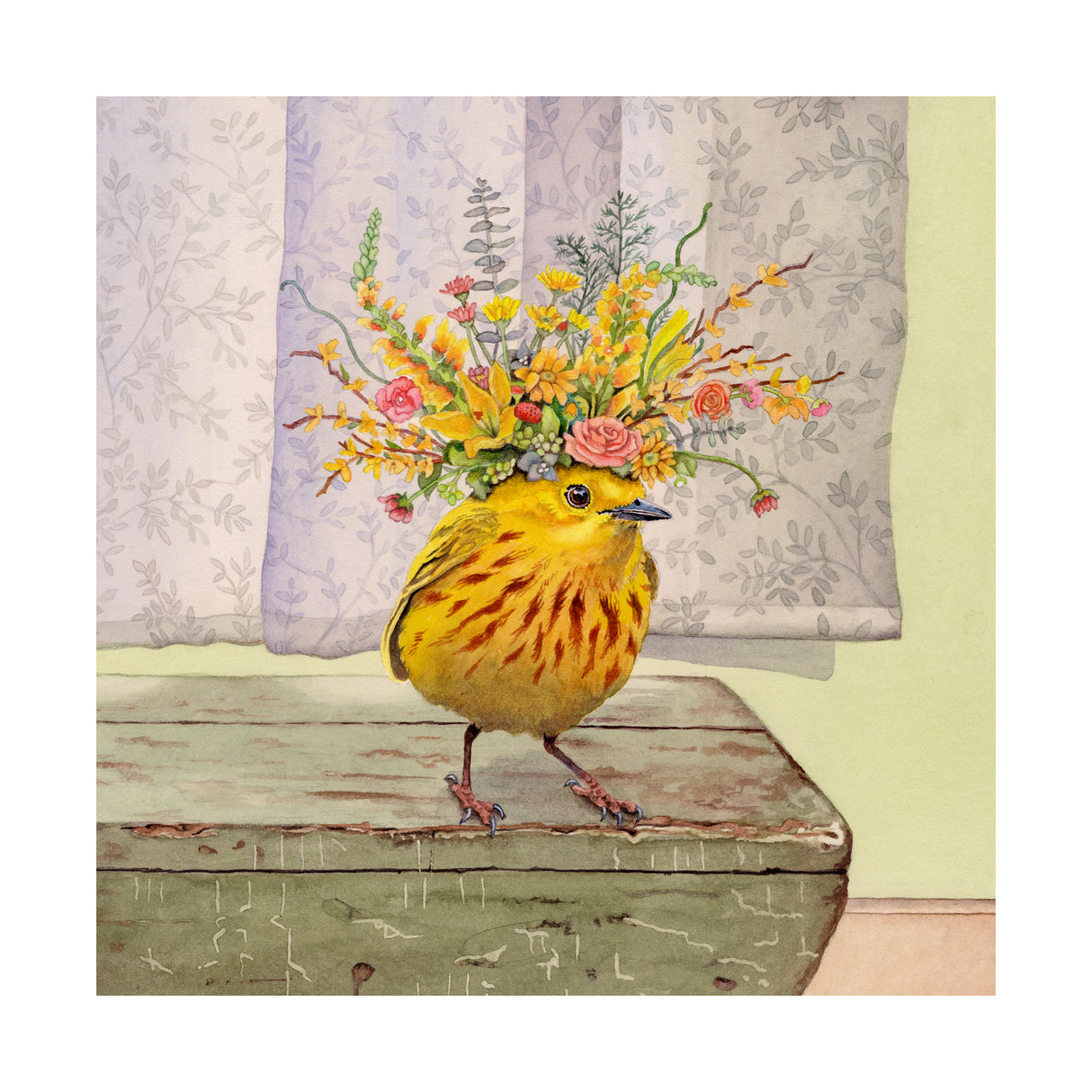 The Wondrous Warbler - Wood Mounted Art Print