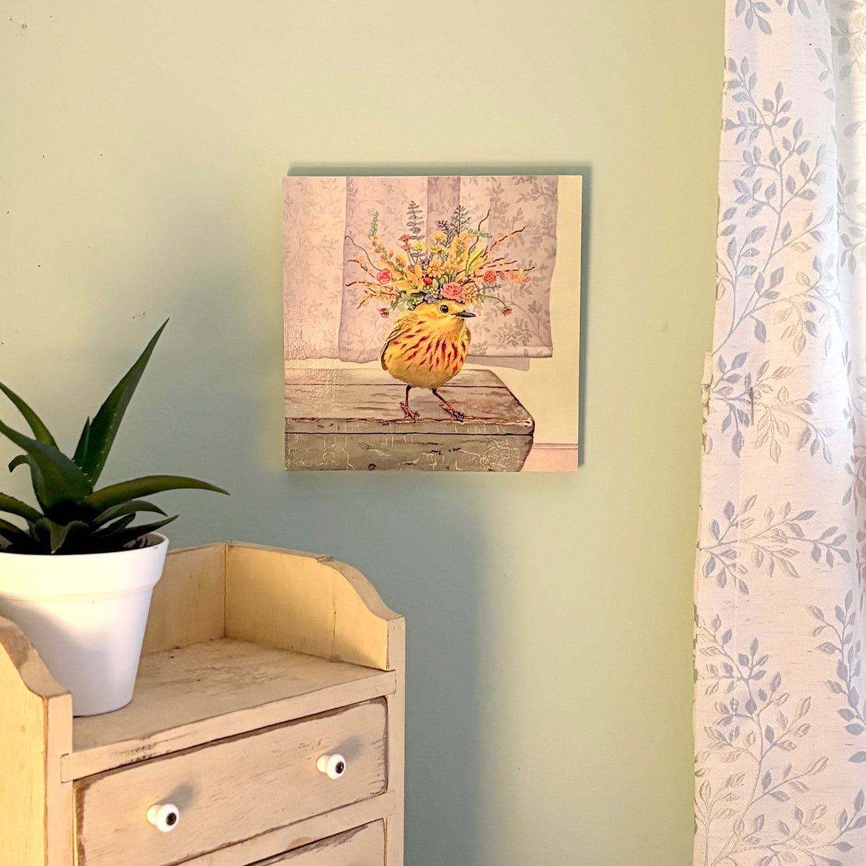 The Wondrous Warbler - Wood Mounted Art Print