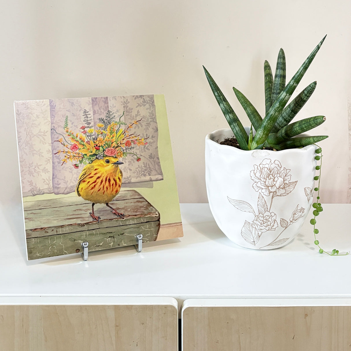 The Wondrous Warbler - Wood Mounted Art Print