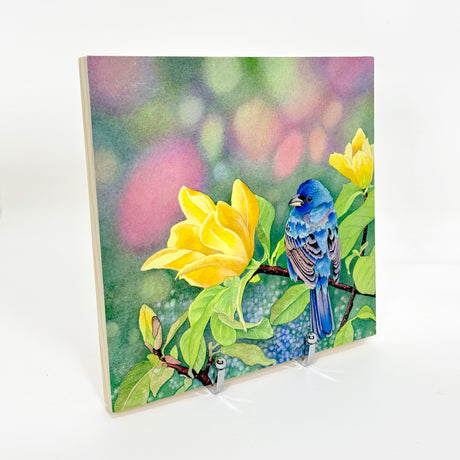 Yellow Meets Blue - Wood Mounted Art Print