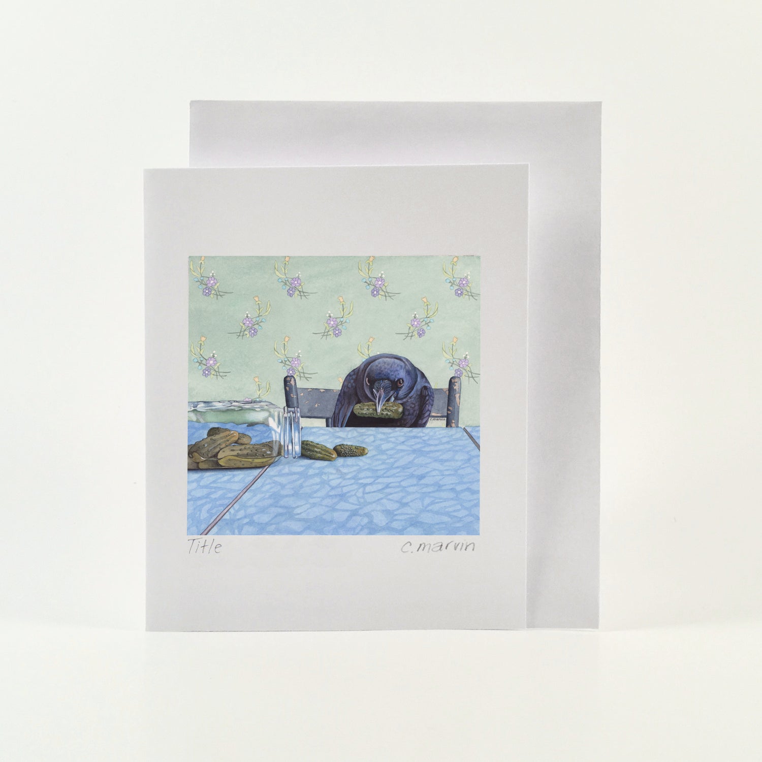 Crow Finally Gets a Pickle - Wholesale Art Cards